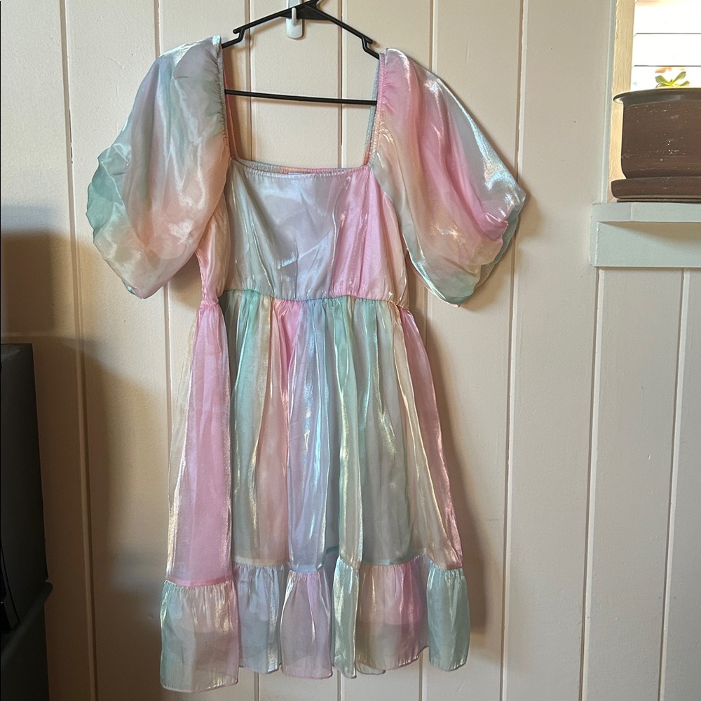 Pastel Puff Sleeve Dress